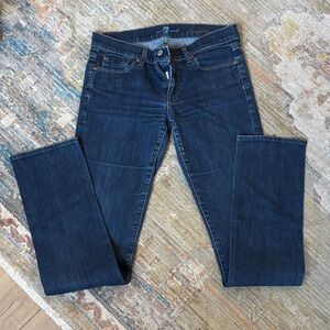 7 For All Mankind Women's Dark Blue Straight Leg Jeans